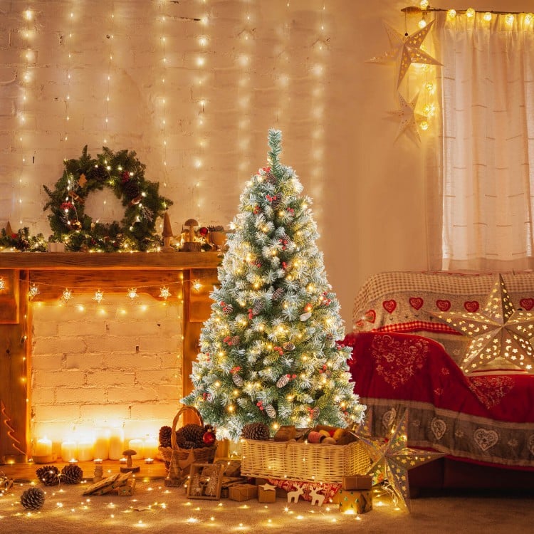 Hinged Christmas Tree with PVC Branch Tips and Warm White LED Lights