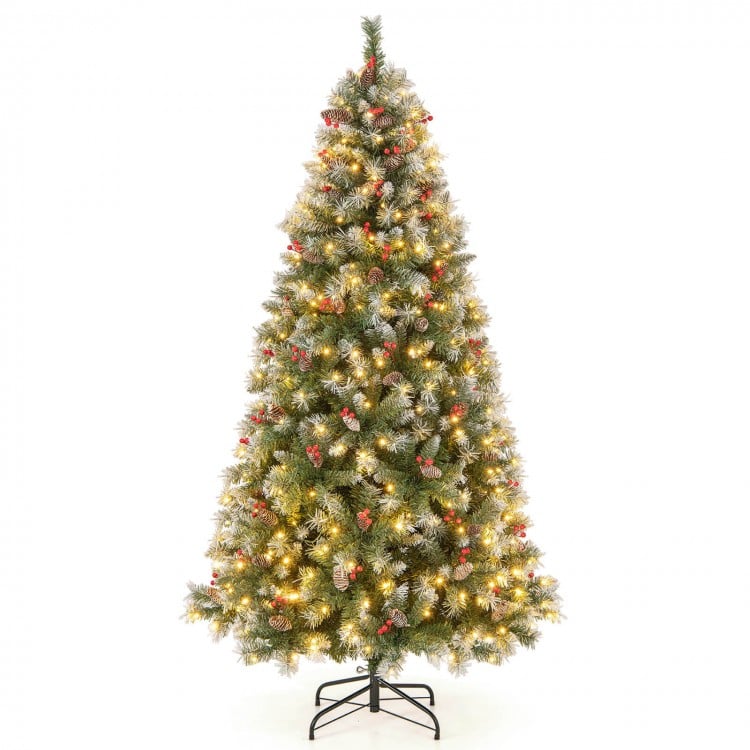 6.5 Feet Hinged Christmas Tree with PVC Branch Tips and Warm White LED Lights