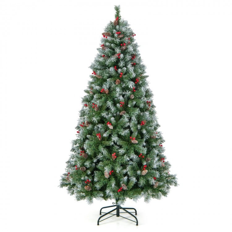 6.5 Feet Hinged Christmas Tree with PVC Branch Tips and Warm White LED Lights