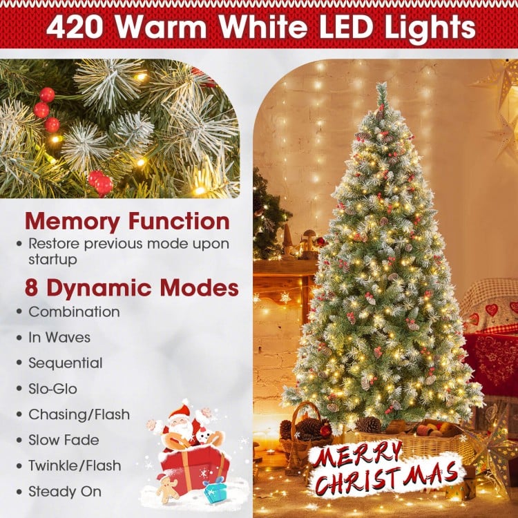 6.5 Feet Hinged Christmas Tree with PVC Branch Tips and Warm White LED Lights