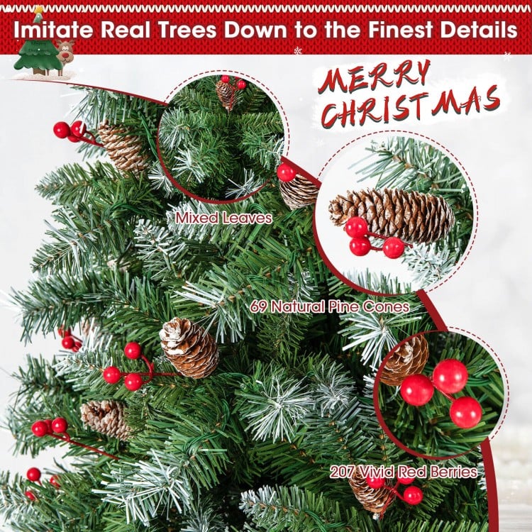 6.5 Feet Hinged Christmas Tree with PVC Branch Tips and Warm White LED Lights
