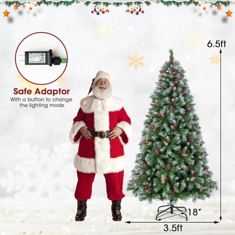 6.5 Feet Hinged Christmas Tree with PVC Branch Tips and Warm White LED Lights