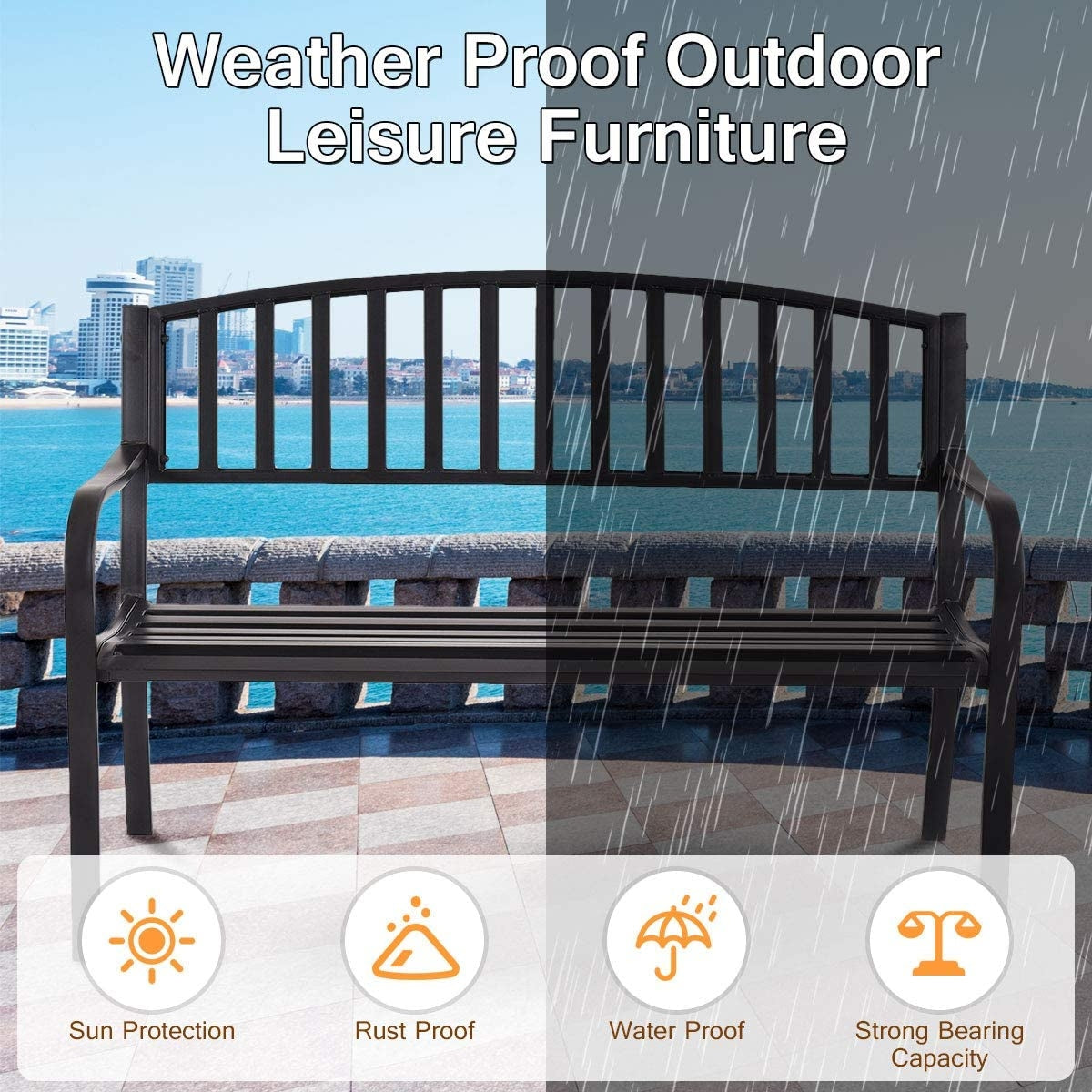 50 Inch Patio Garden Bench Loveseats for OutdoorÂ