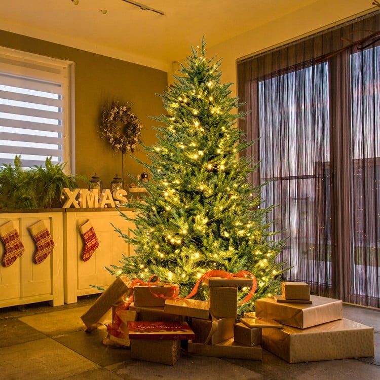 6 Feet Pre-lit Christmas Tree with 280 Warm White LED Lights and 8 Lighting Modes