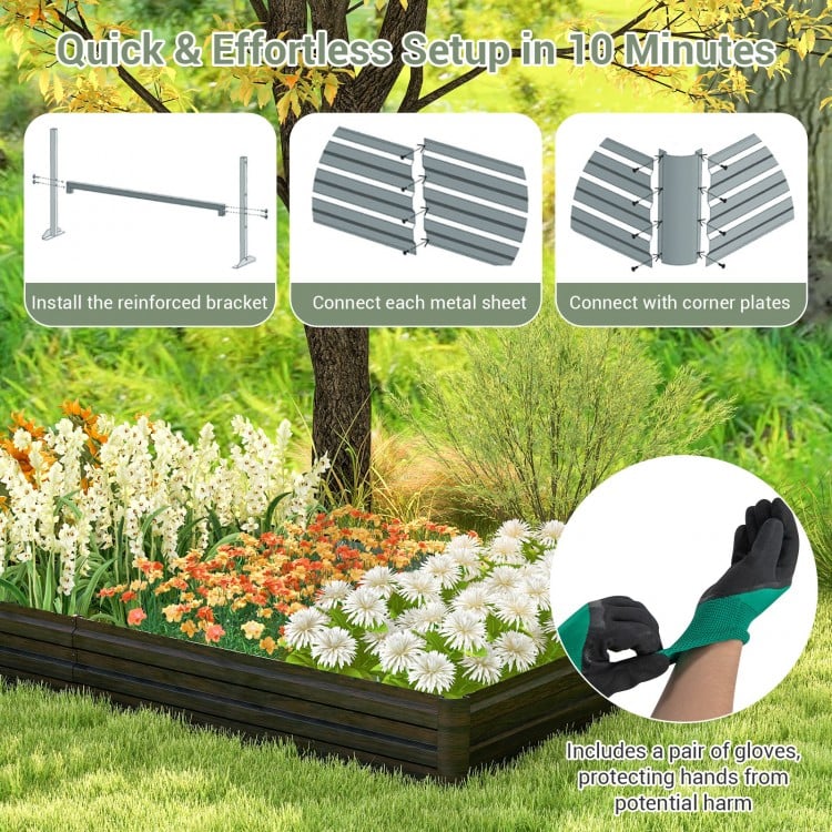 Large Outdoor Metal Planter Box for Vegetable Fruit Herb Flower-Coffee