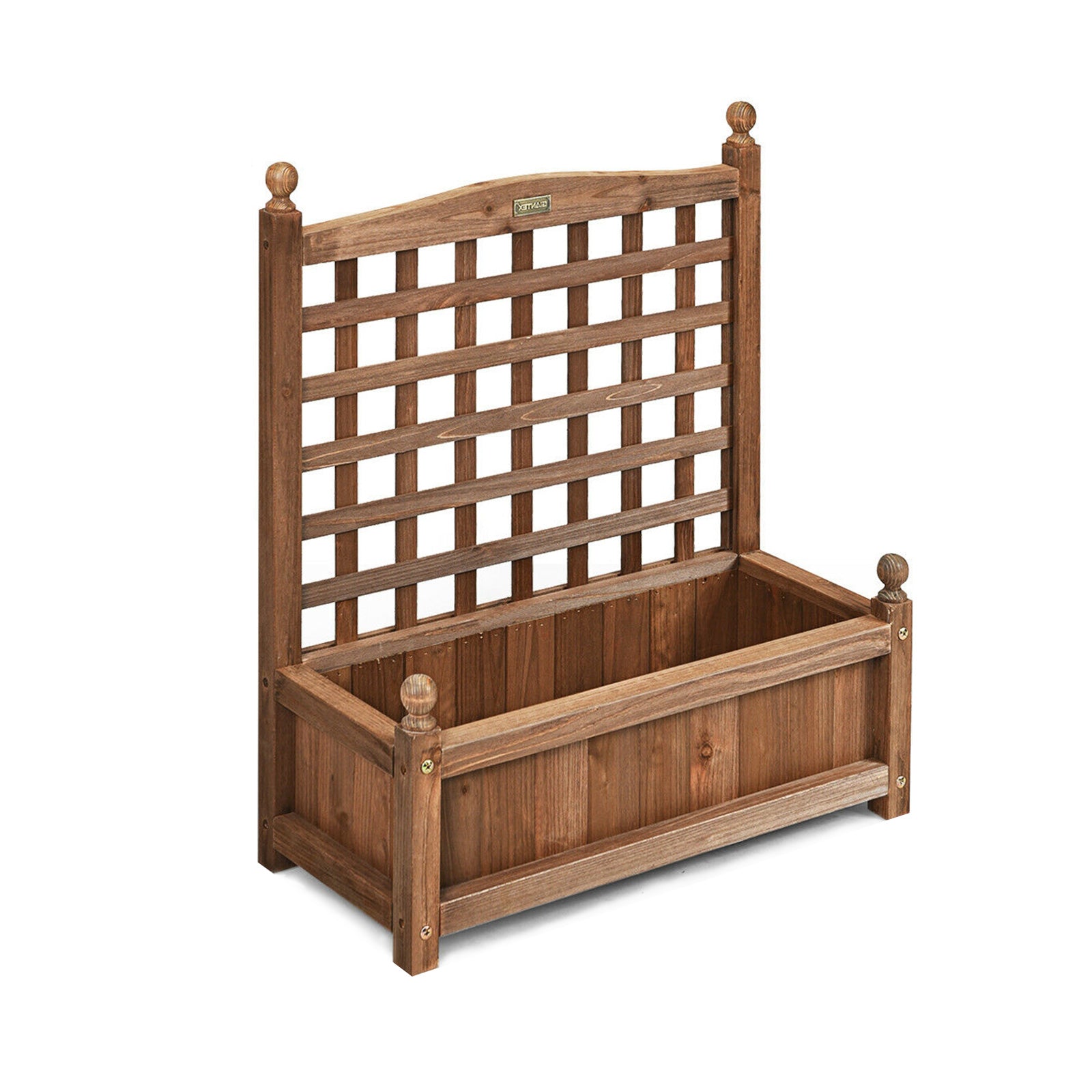 Solid Wood Planter Box with Trellis Weather-Resistant OutdoorÂ