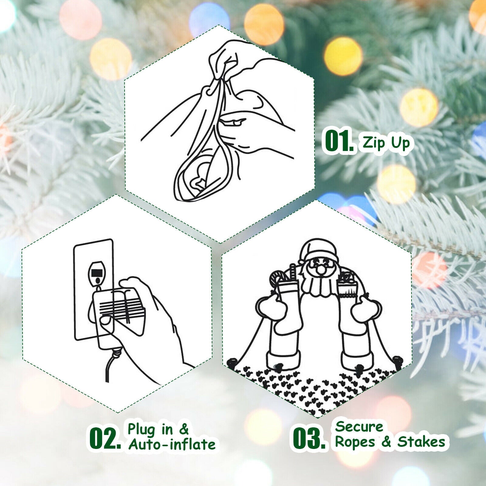 6.5 Feet Christmas Inflatable Santa Riding Polar Bear with Shaking Head LED LightsÂ