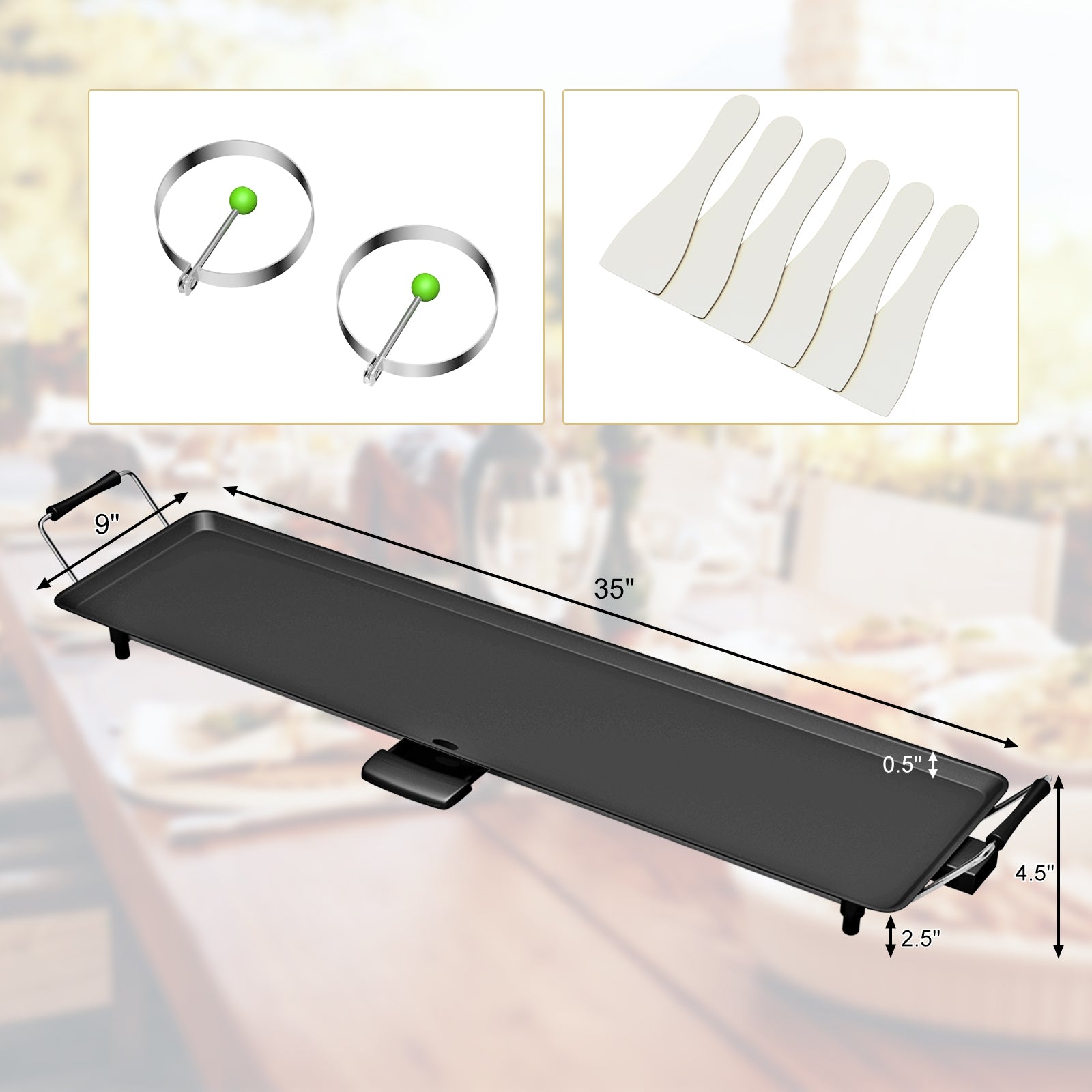 35 Inch Electric Griddle with Adjustable TemperatureÂ