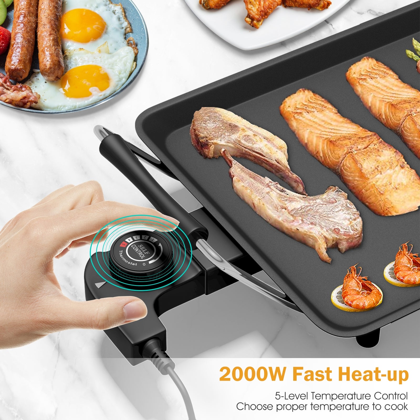 35 Inch Electric Griddle with Adjustable TemperatureÂ