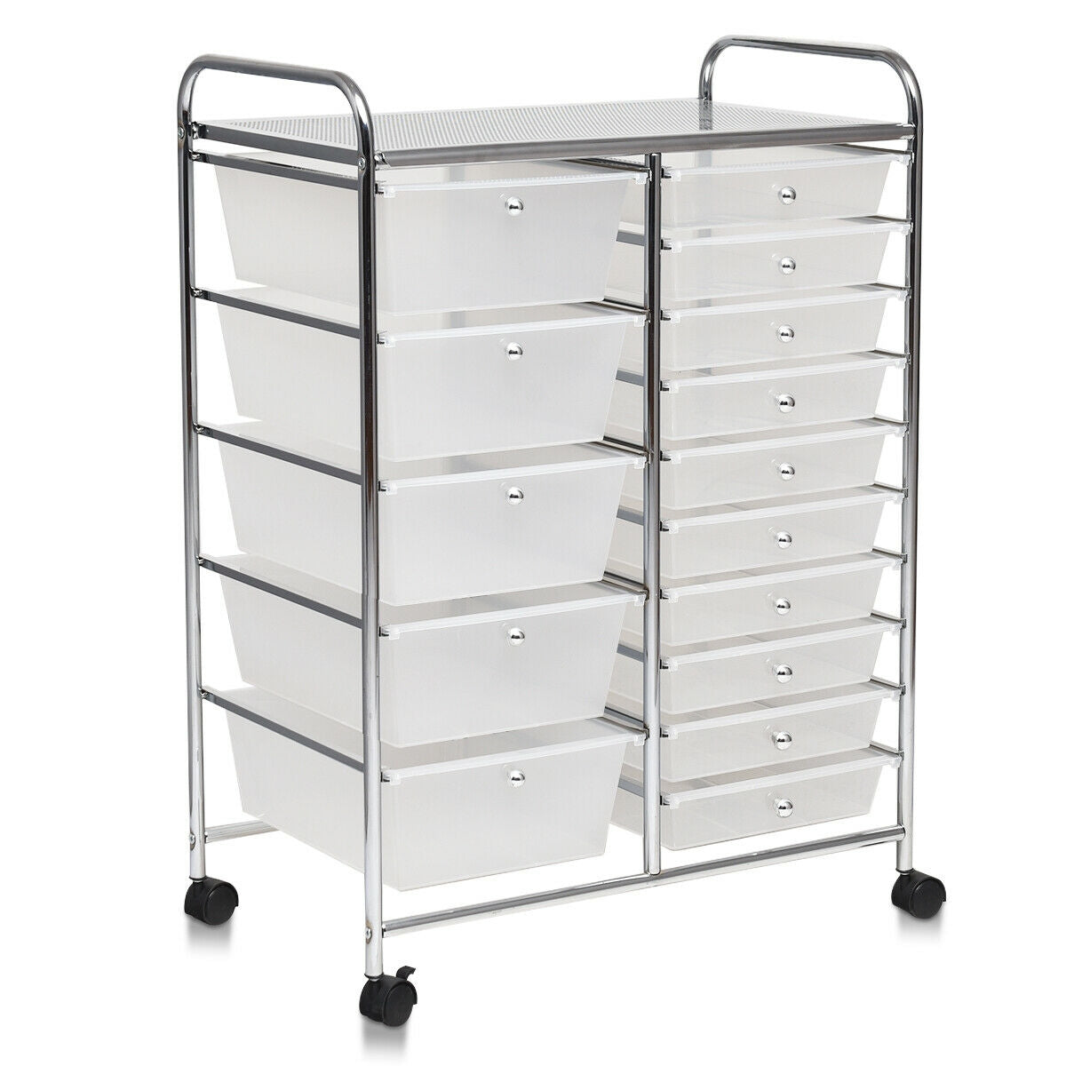 15-Drawer Utility Rolling Organizer Cart Multi-Use Storage-ClearÂ