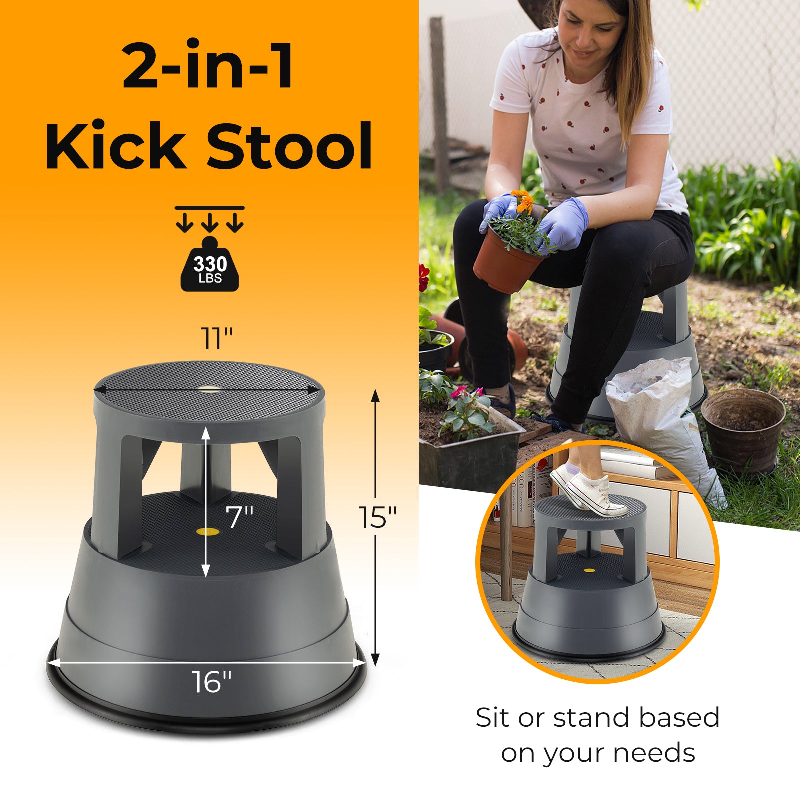 330 lbs Step Stool with Non-Slip Rubber PlatformÂ