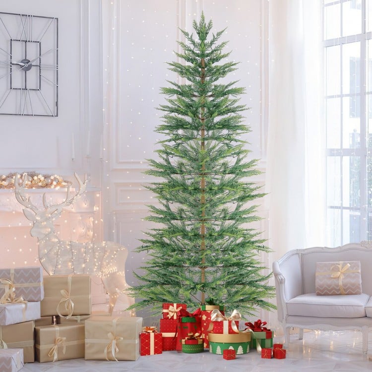 7.5 Feet Artificial Cypress Christmas Tree Pre-lit Hinged