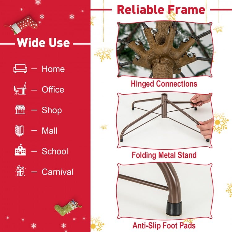 7.5 Feet Artificial Cypress Christmas Tree Pre-lit Hinged