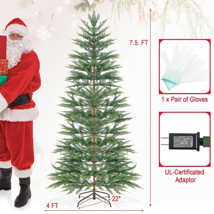 7.5 Feet Artificial Cypress Christmas Tree Pre-lit Hinged