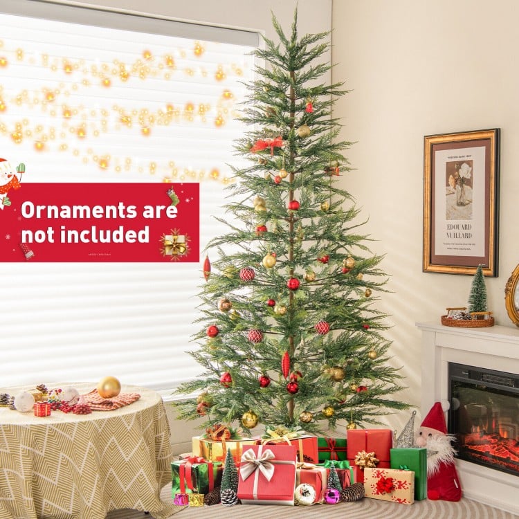 7.5 Feet Artificial Cypress Christmas Tree Pre-lit Hinged