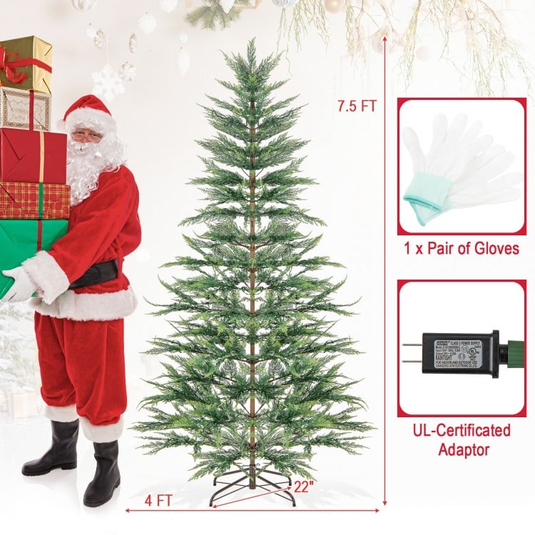 7.5 Feet Artificial Cypress Christmas Tree Pre-lit Hinged