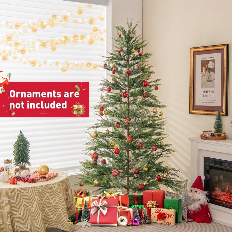 6.5 Feet Artificial Cypress Christmas Tree Pre-lit Hinged