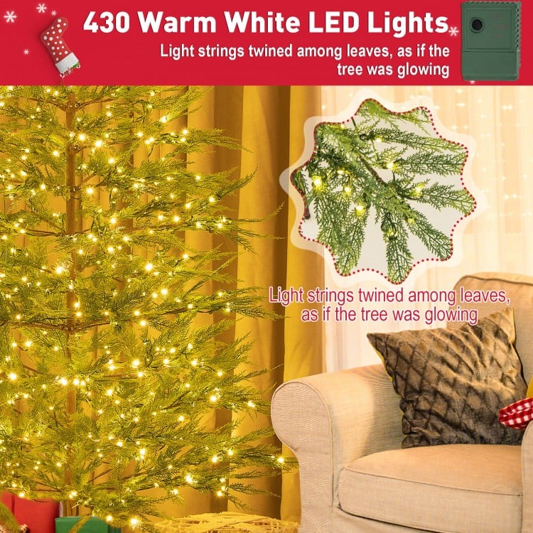 6.5 Feet Artificial Cypress Christmas Tree Pre-lit Hinged