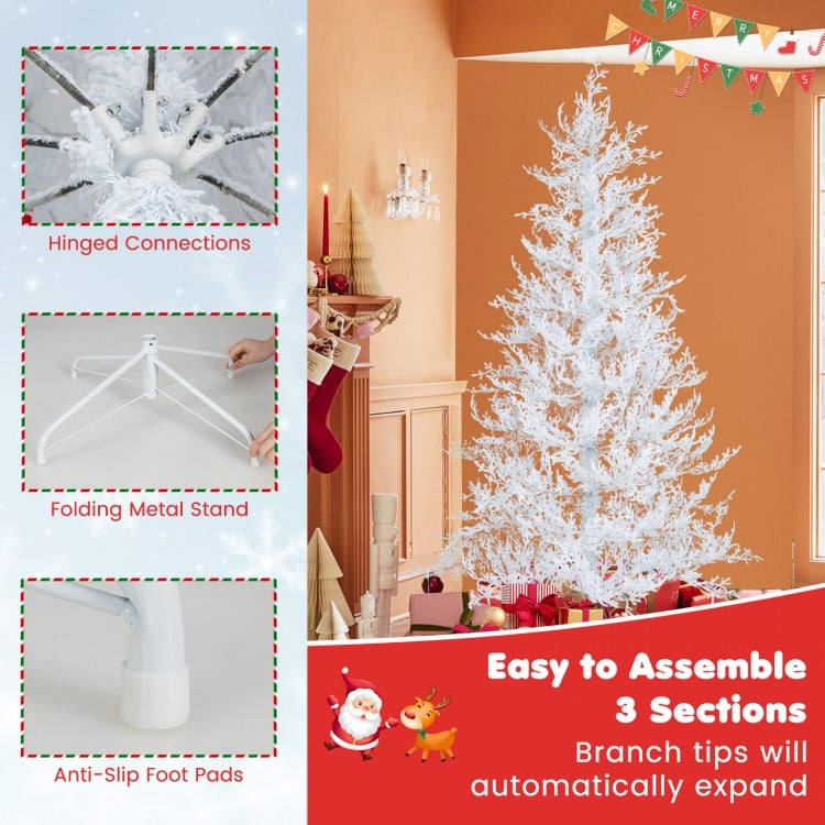 6 Feet Artificial Xmas Tree with 383 PE Branch Tips and 300 LED Lights