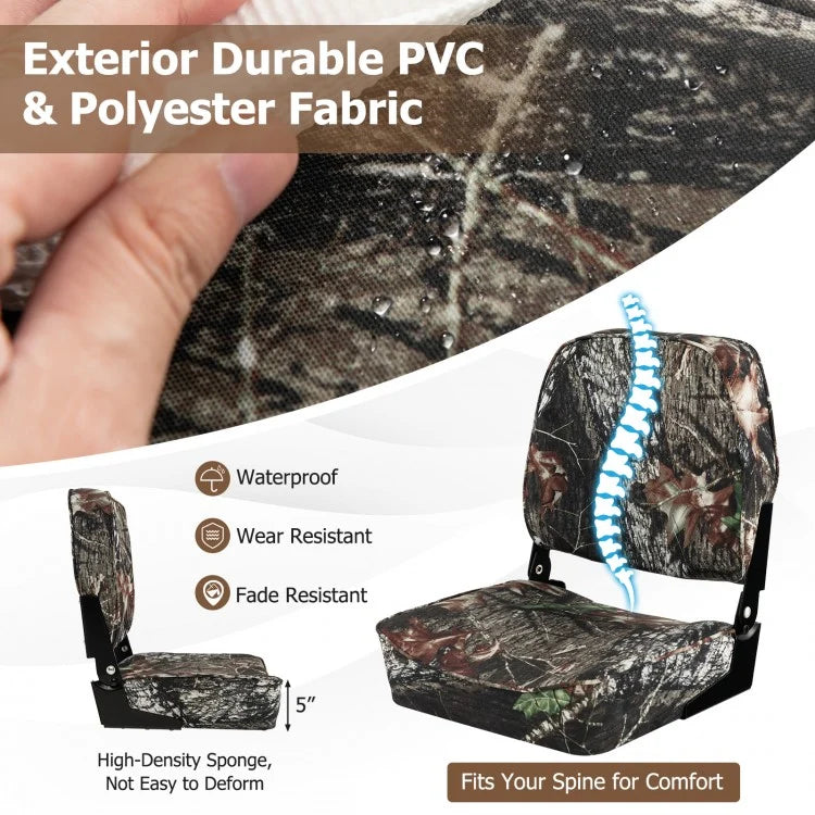2-Piece Folding Boat Seat Set with Sponge Padding (Camouflage)