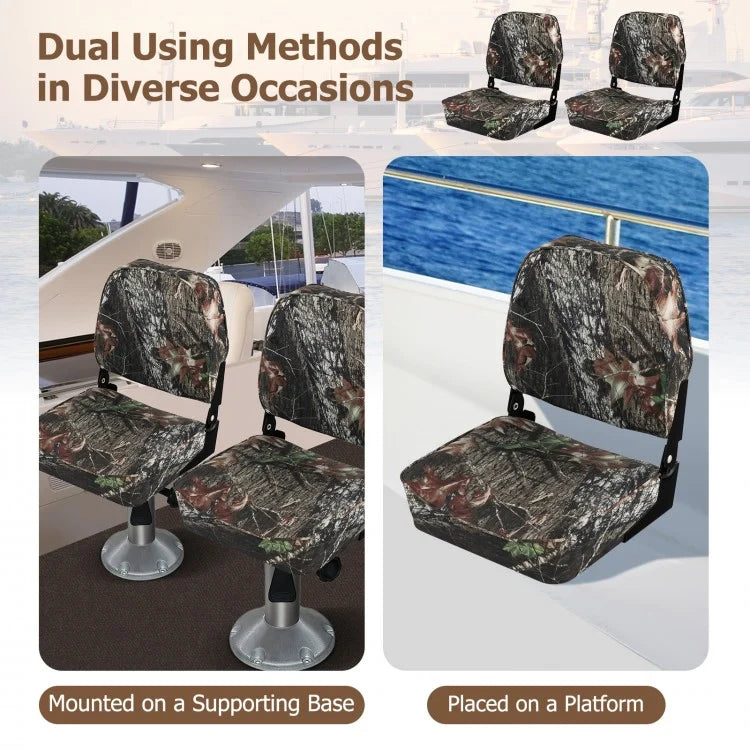 2-Piece Folding Boat Seat Set with Sponge Padding (Camouflage)