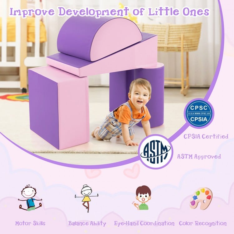 5-Piece Kids Climb and Crawl Activity Playset-Purple