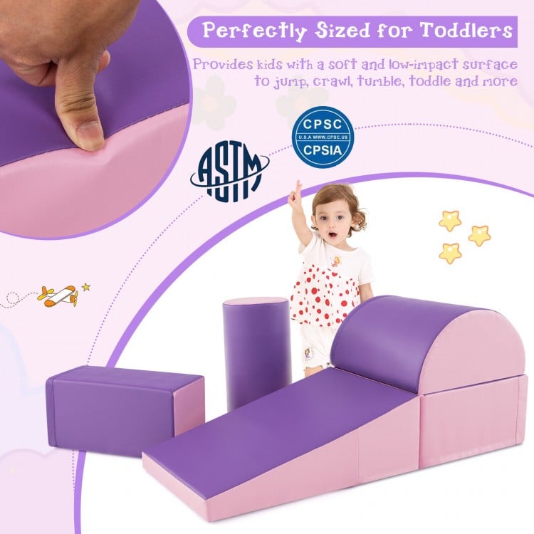 5-Piece Kids Climb and Crawl Activity Playset-Purple
