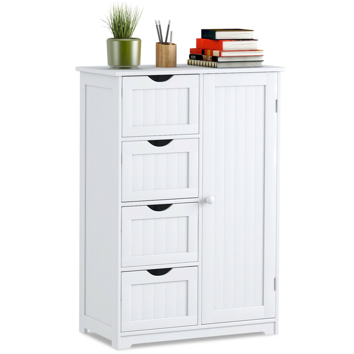 Standing Indoor Wooden Cabinet with 4 Drawers-WhiteÂ