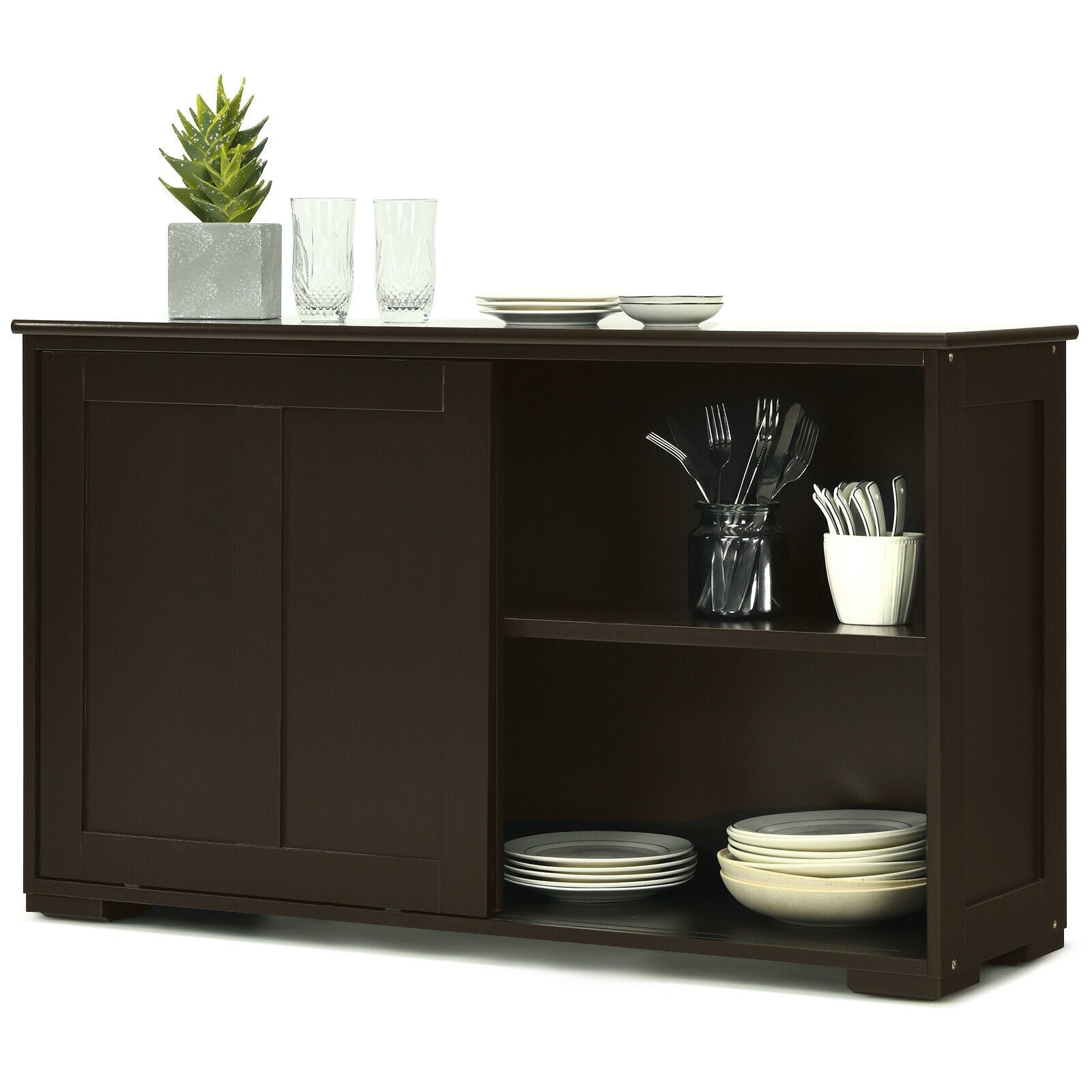 Kitchen Storage Cabinet with Wood Sliding DoorÂ