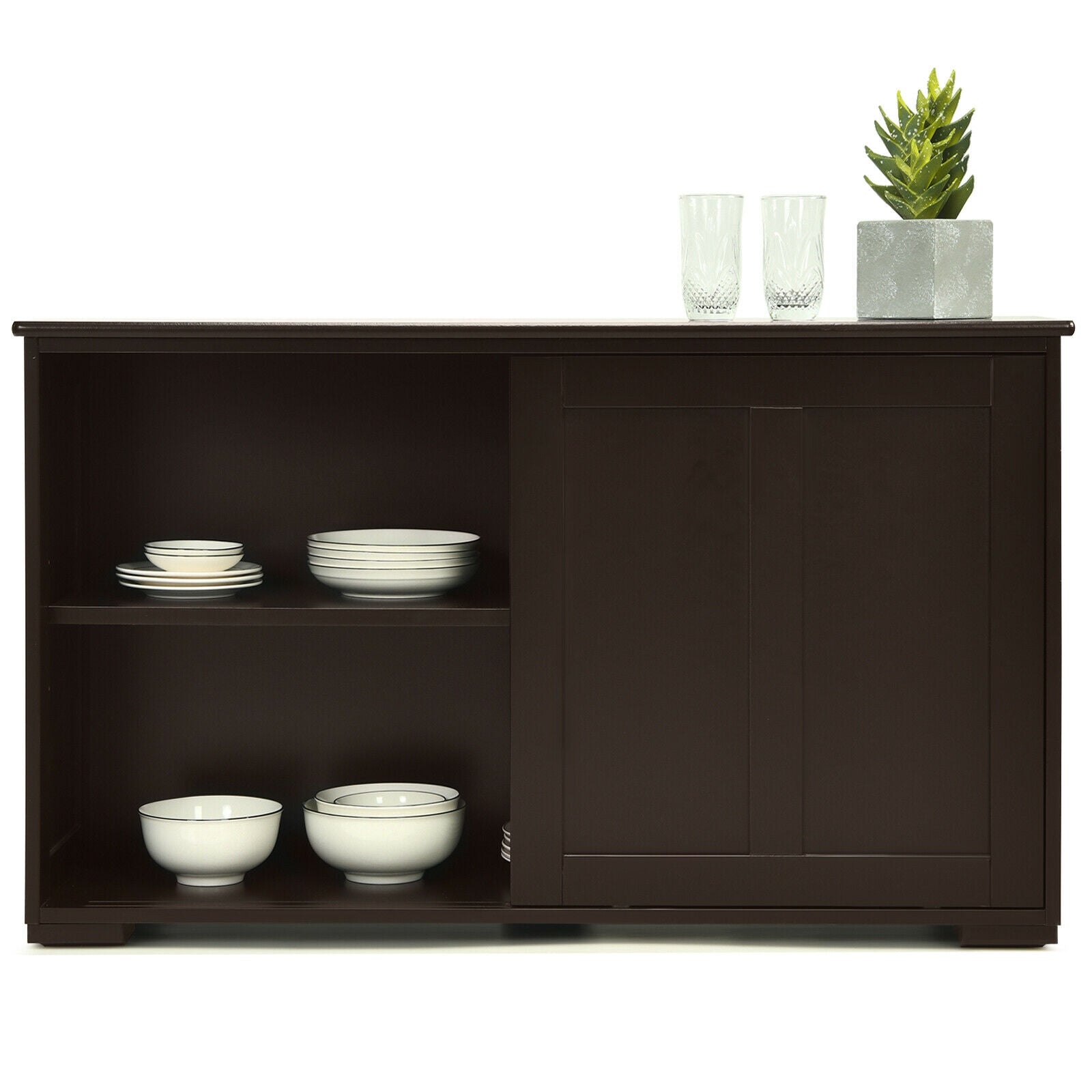 Kitchen Storage Cabinet with Wood Sliding DoorÂ