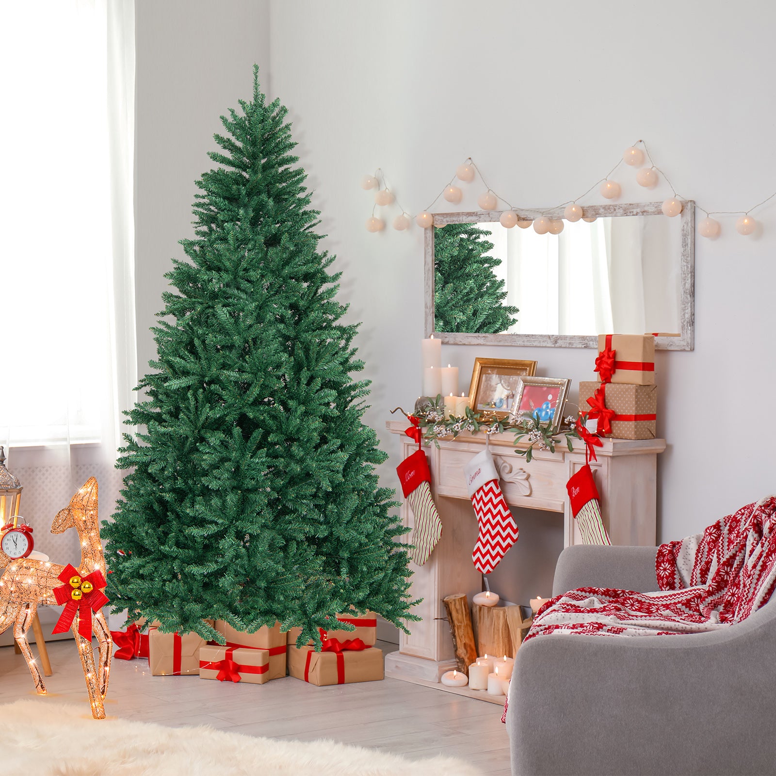 7.5 Feet Artificial Christmas Tree with Folding Metal StandÂ