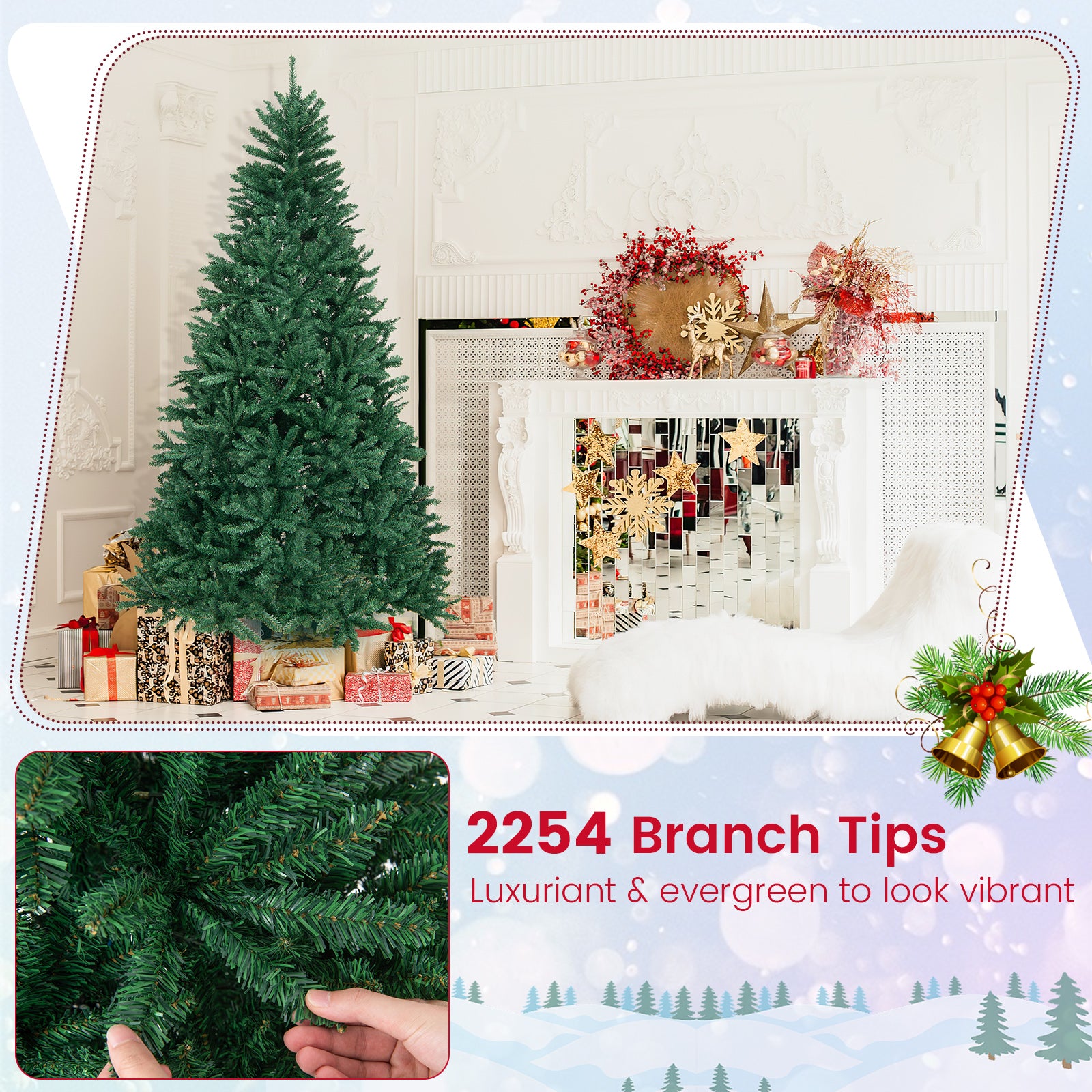 7.5 Feet Artificial Christmas Tree with Folding Metal StandÂ