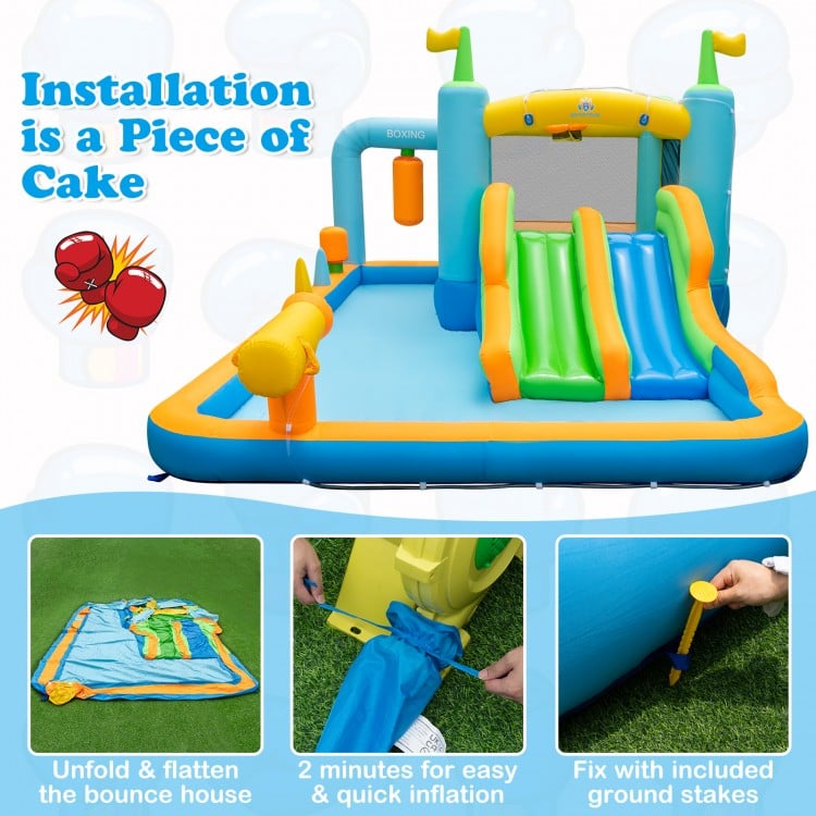 Giant Inflatable Water Slide for Backyard Kids Aged 3-10 Years with 735W Blower