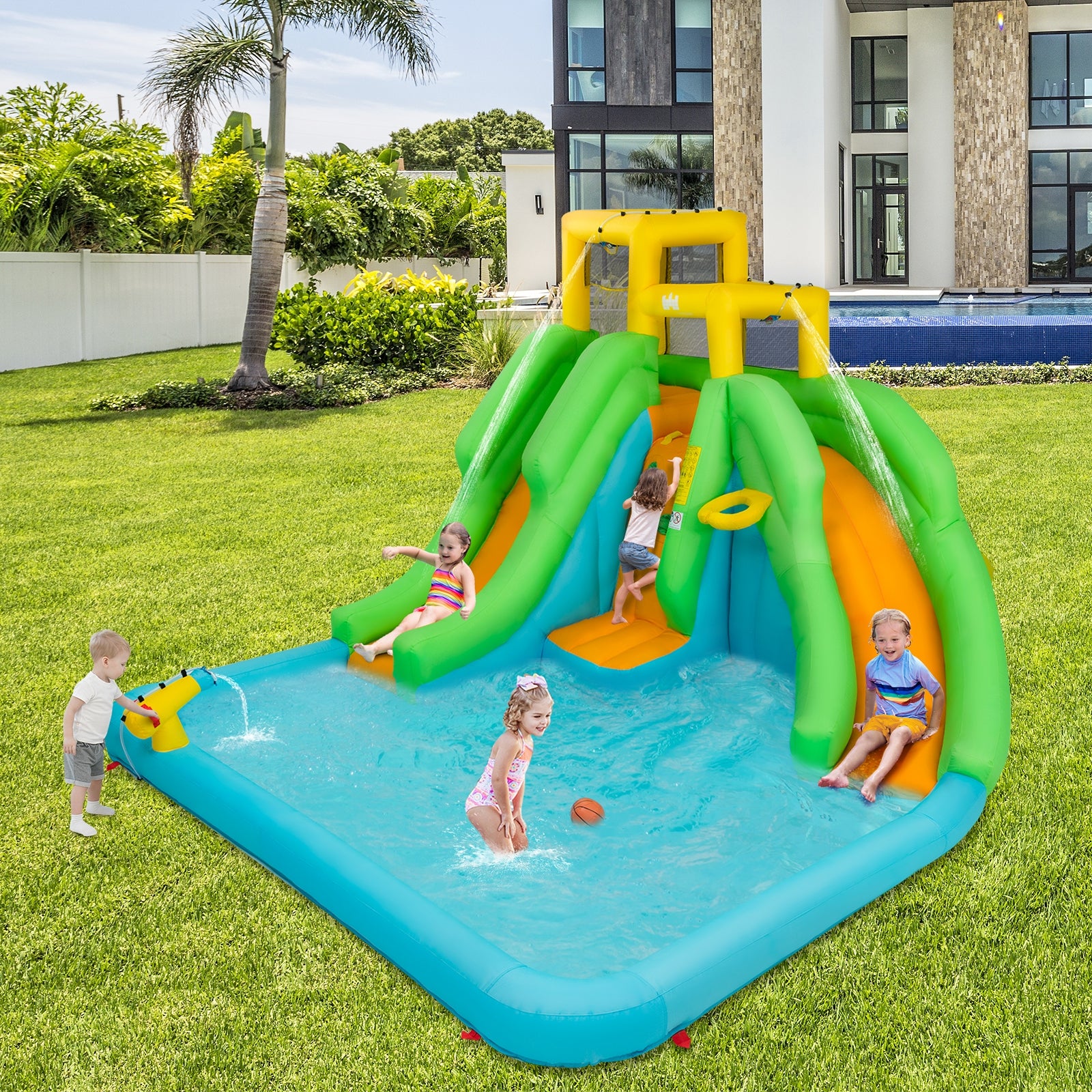 Kids Inflatable Water Park Bounce House with 480W BlowerÂ