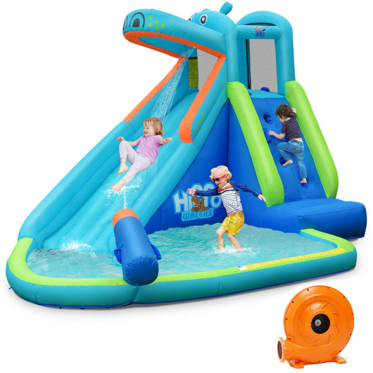 Hippo Inflatable Water Slide Bounce House with Air BlowerÂ