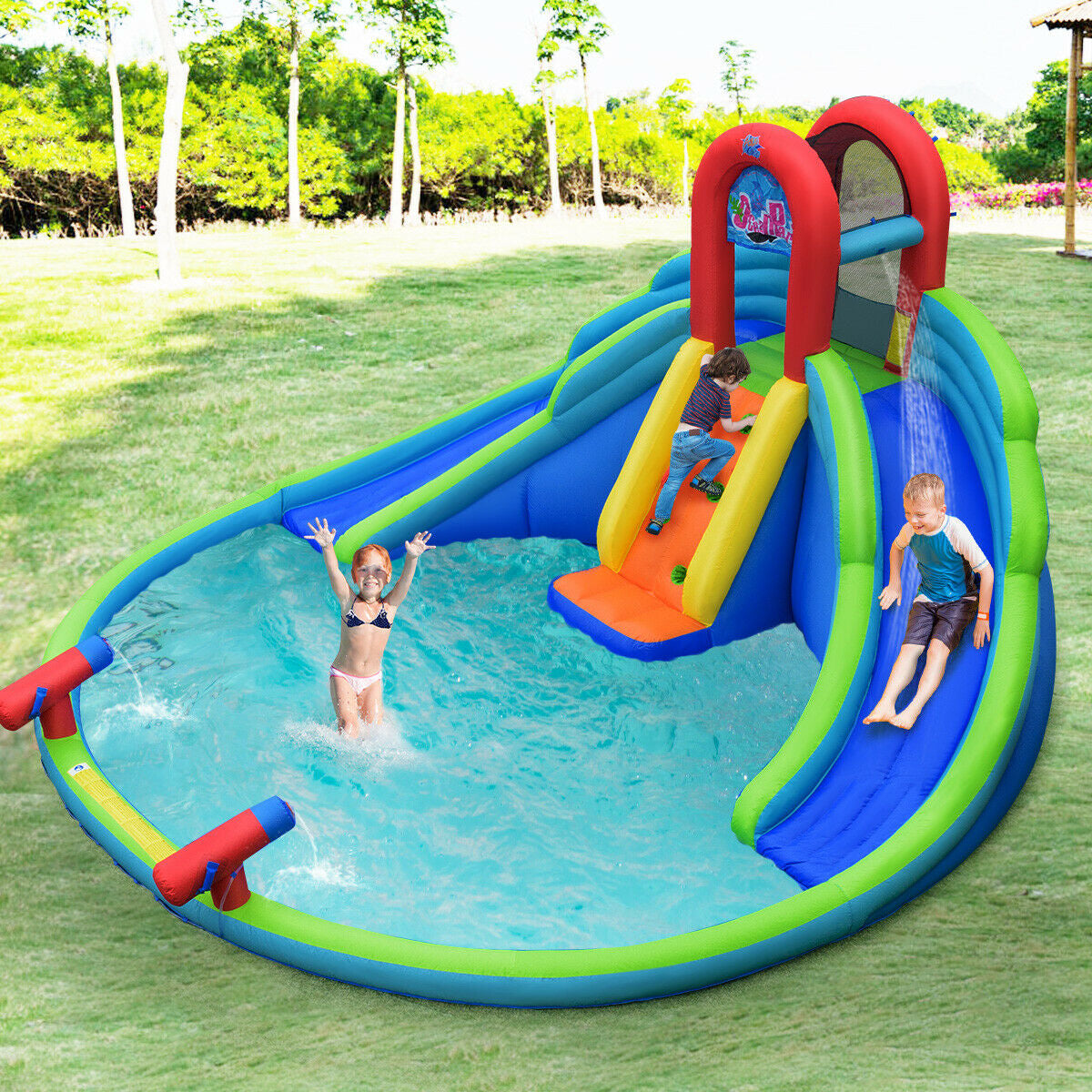 Inflatable Water Slide Bounce House with Mighty Splash PoolÂ