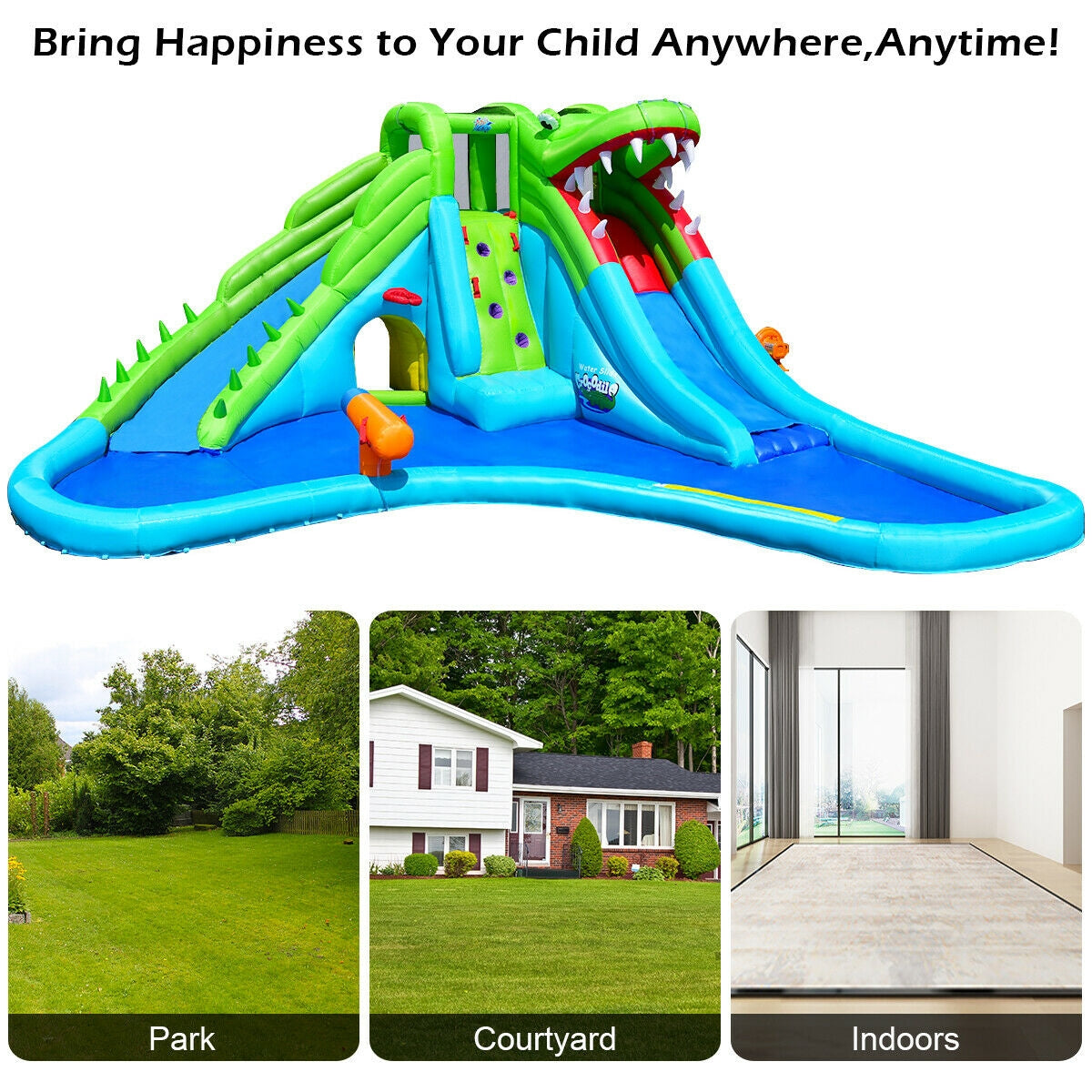 Inflatable Crocodile Water Slide Climbing Wall Bounce HouseÂ