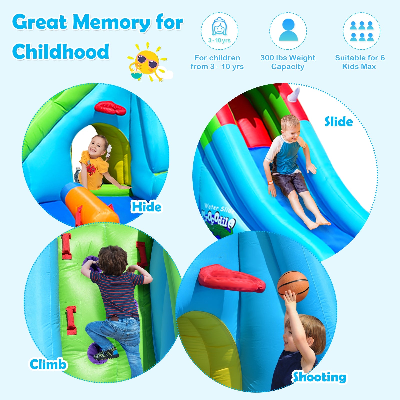 Inflatable Crocodile Water Slide Climbing Wall Bounce HouseÂ