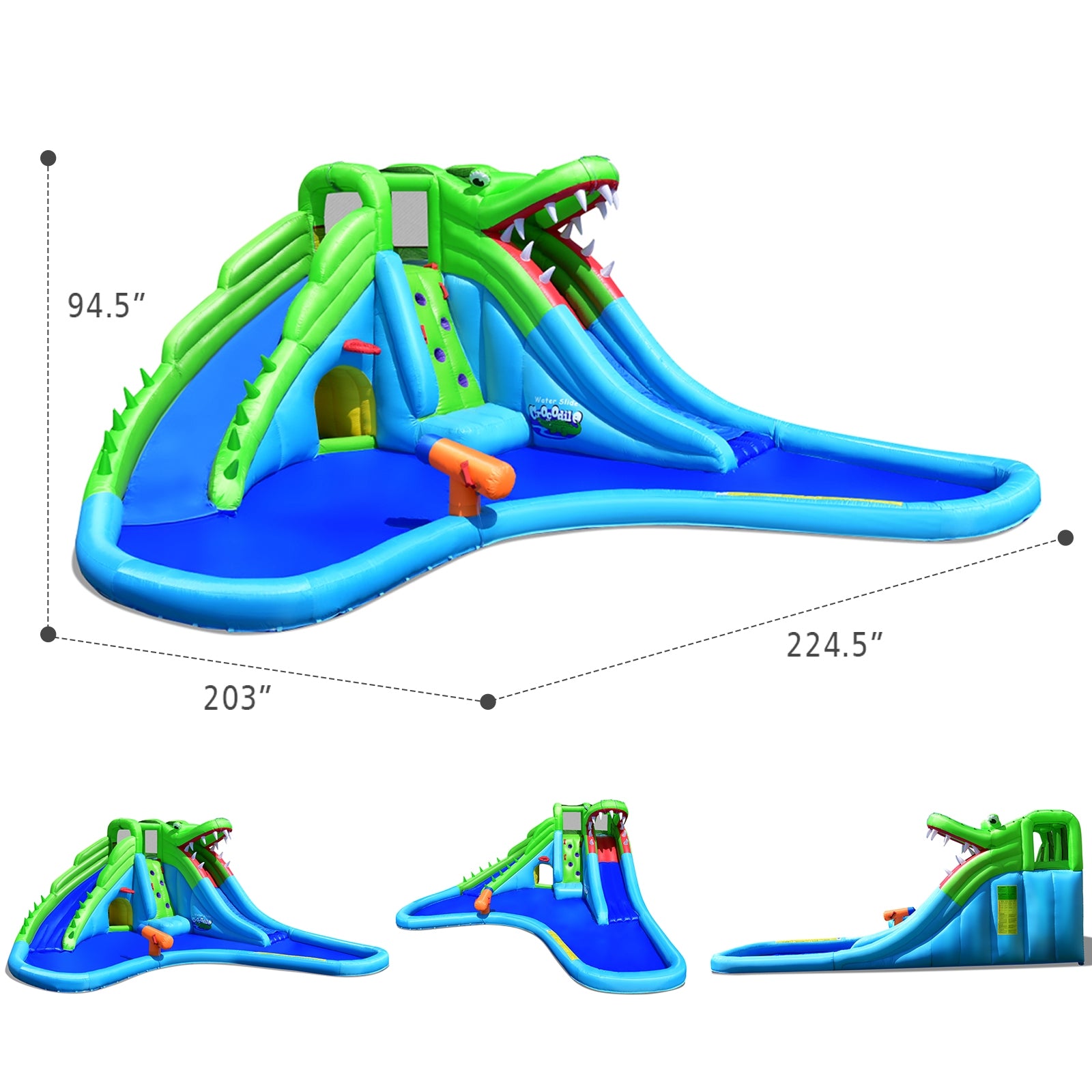 Inflatable Crocodile Water Slide Climbing Wall Bounce HouseÂ