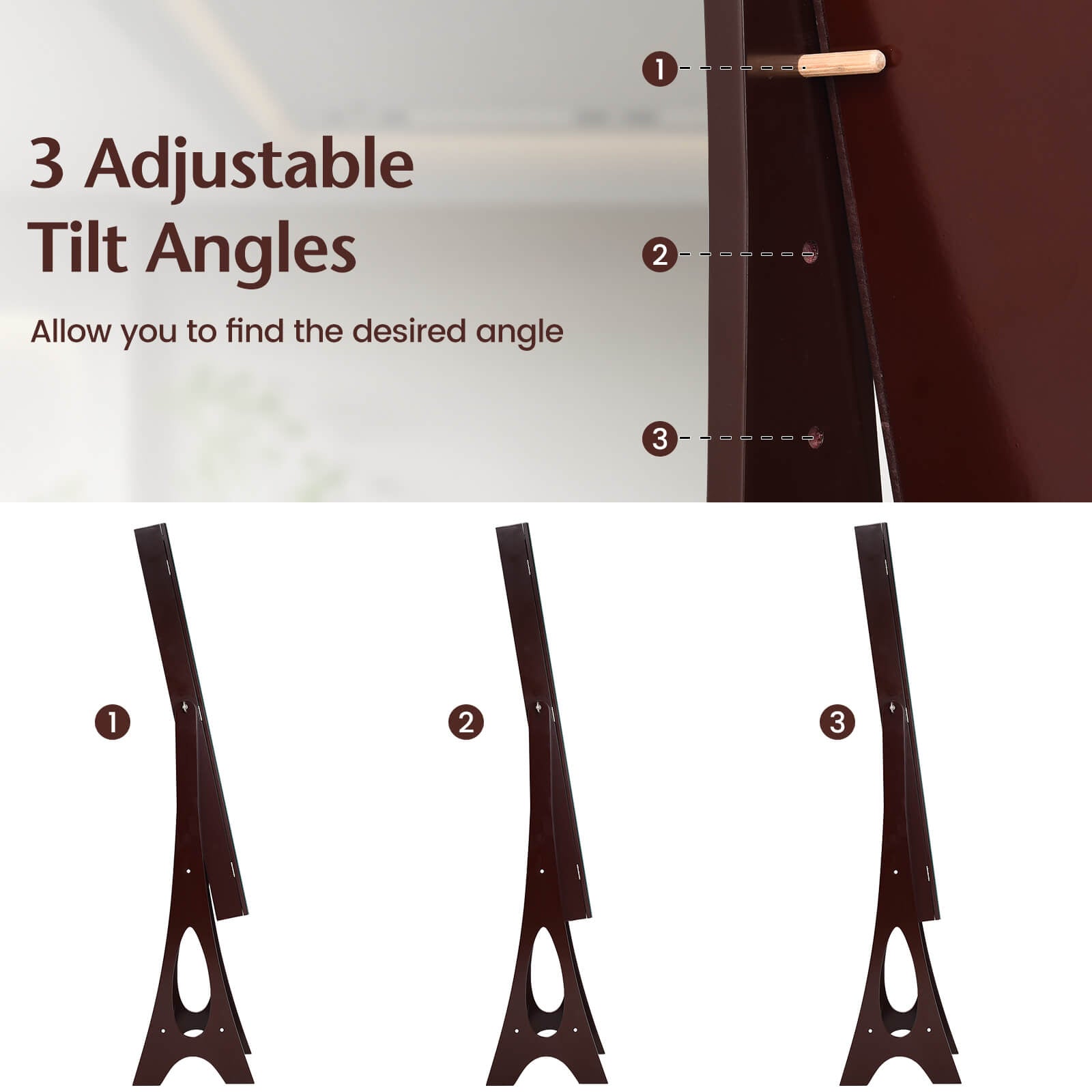 Standing Mirror Jewelry Cabinet-BrownÂ