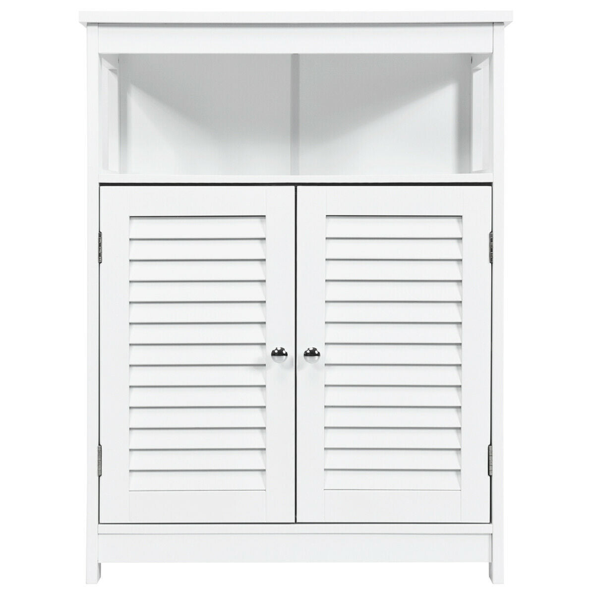 Wood Freestanding Bathroom Storage Cabinet with Double Shutter Door-WhiteÂ