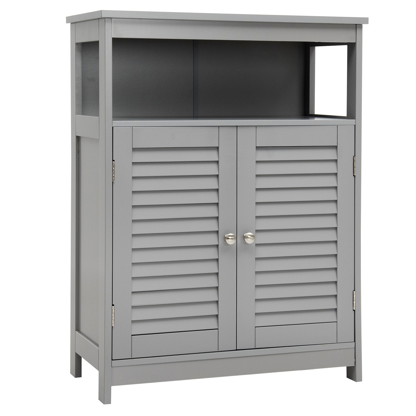 Wood Freestanding Bathroom Storage Cabinet with Double Shutter Door-GrayÂ