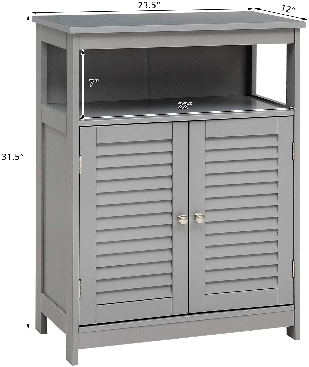 Wood Freestanding Bathroom Storage Cabinet with Double Shutter Door-GrayÂ