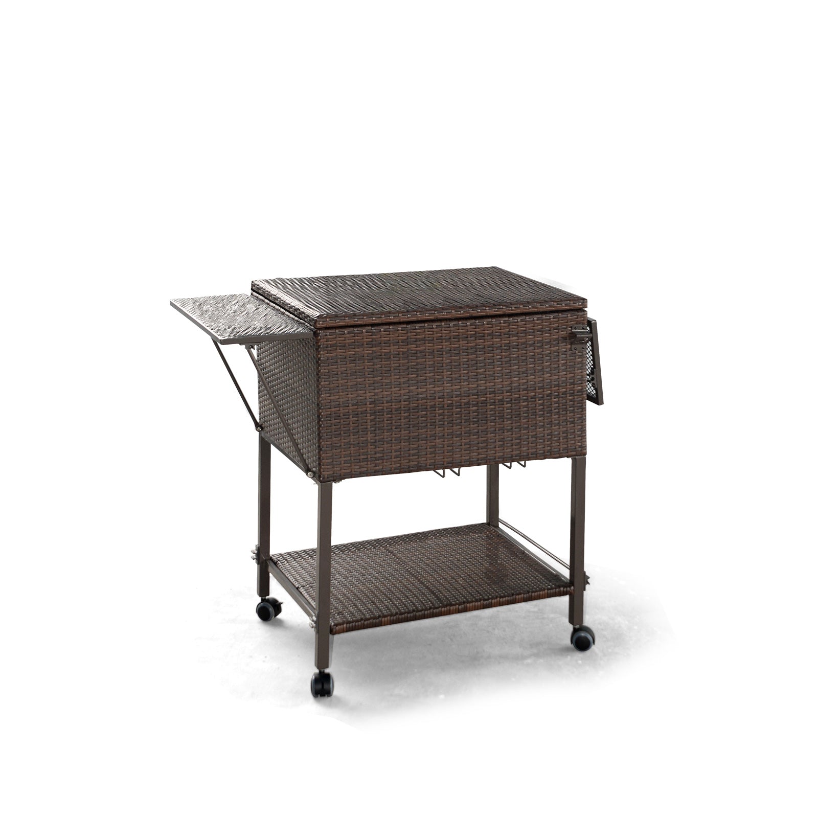 108 Qt Outdoor Portable Rattan Cooler Cart TrolleyÂ