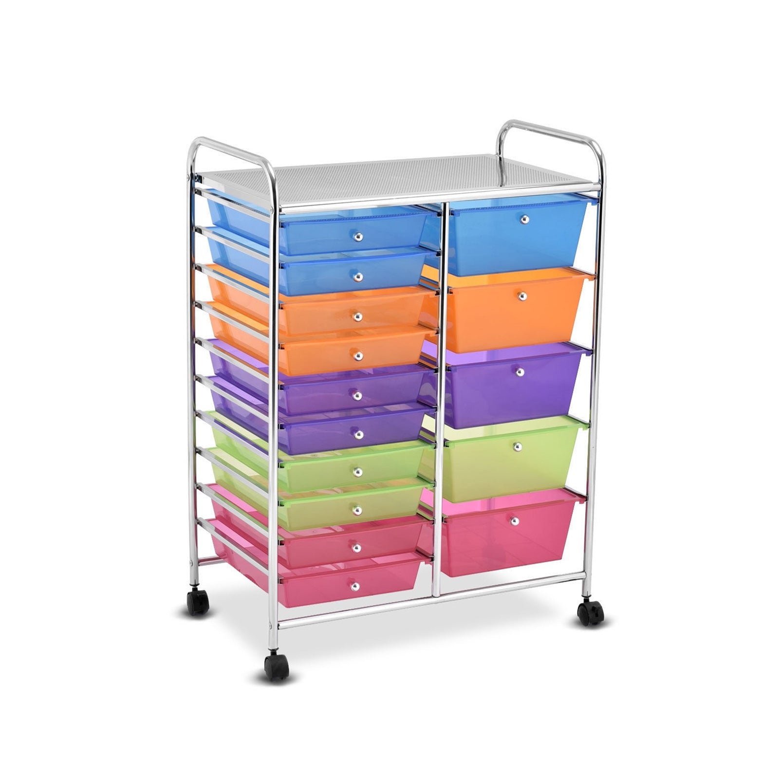 15 Drawers Rolling Storage Cart Organizer-Transparent MulticolorÂ