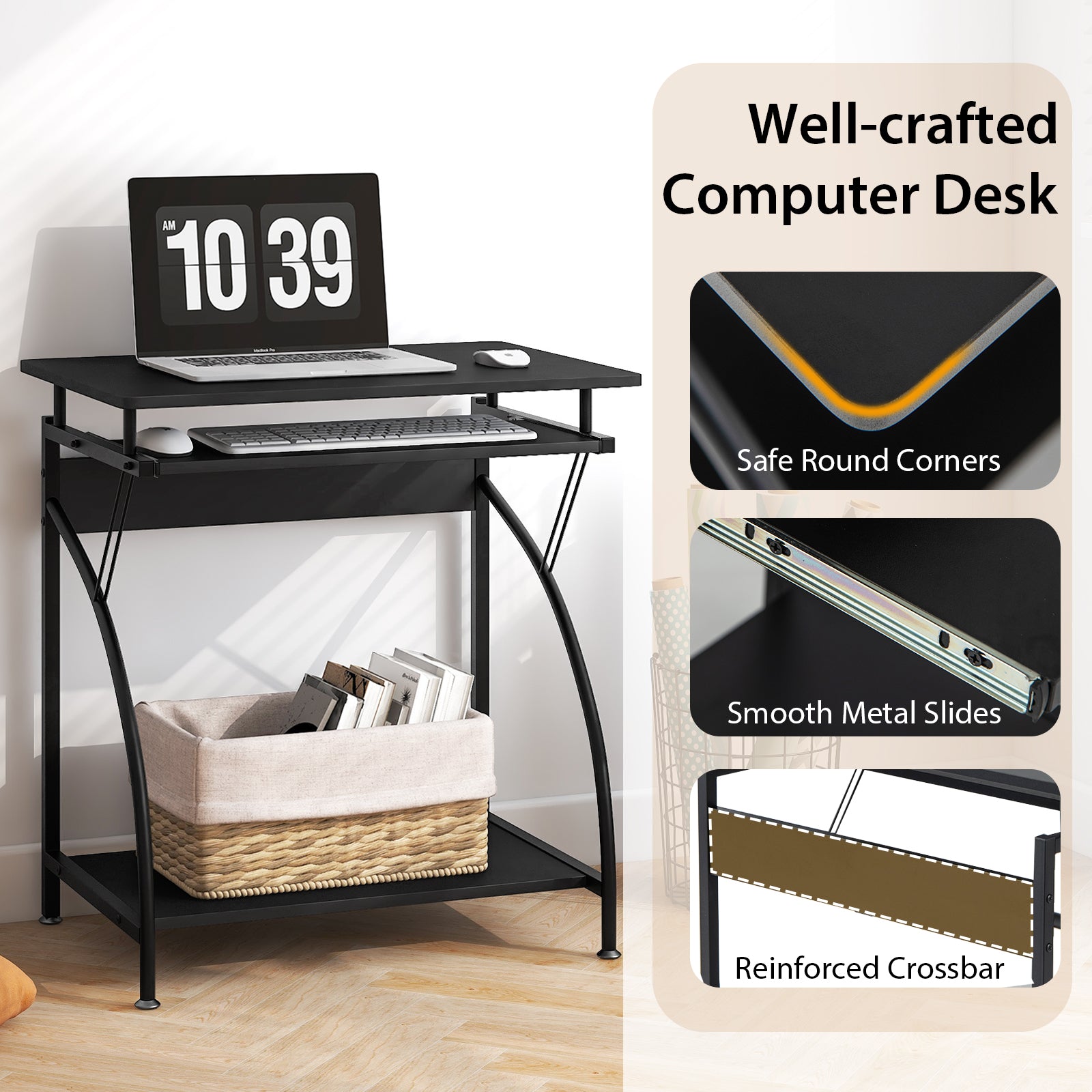 Spacious Wooden PC Laptop Computer DeskÂ
