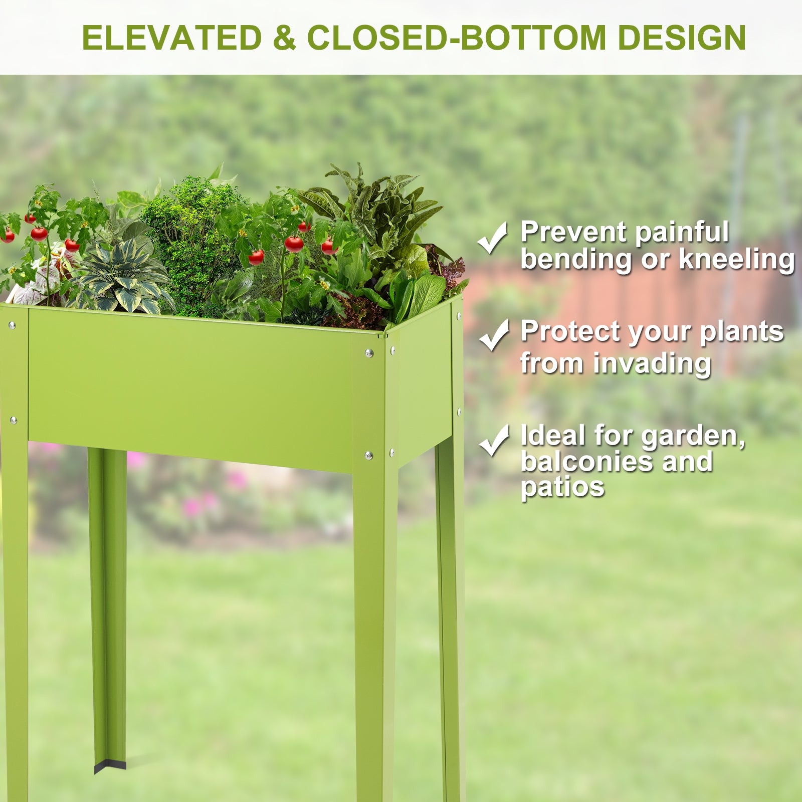 24.5 x 12.5 Inch Outdoor Elevated Garden Plant Flower BedÂ