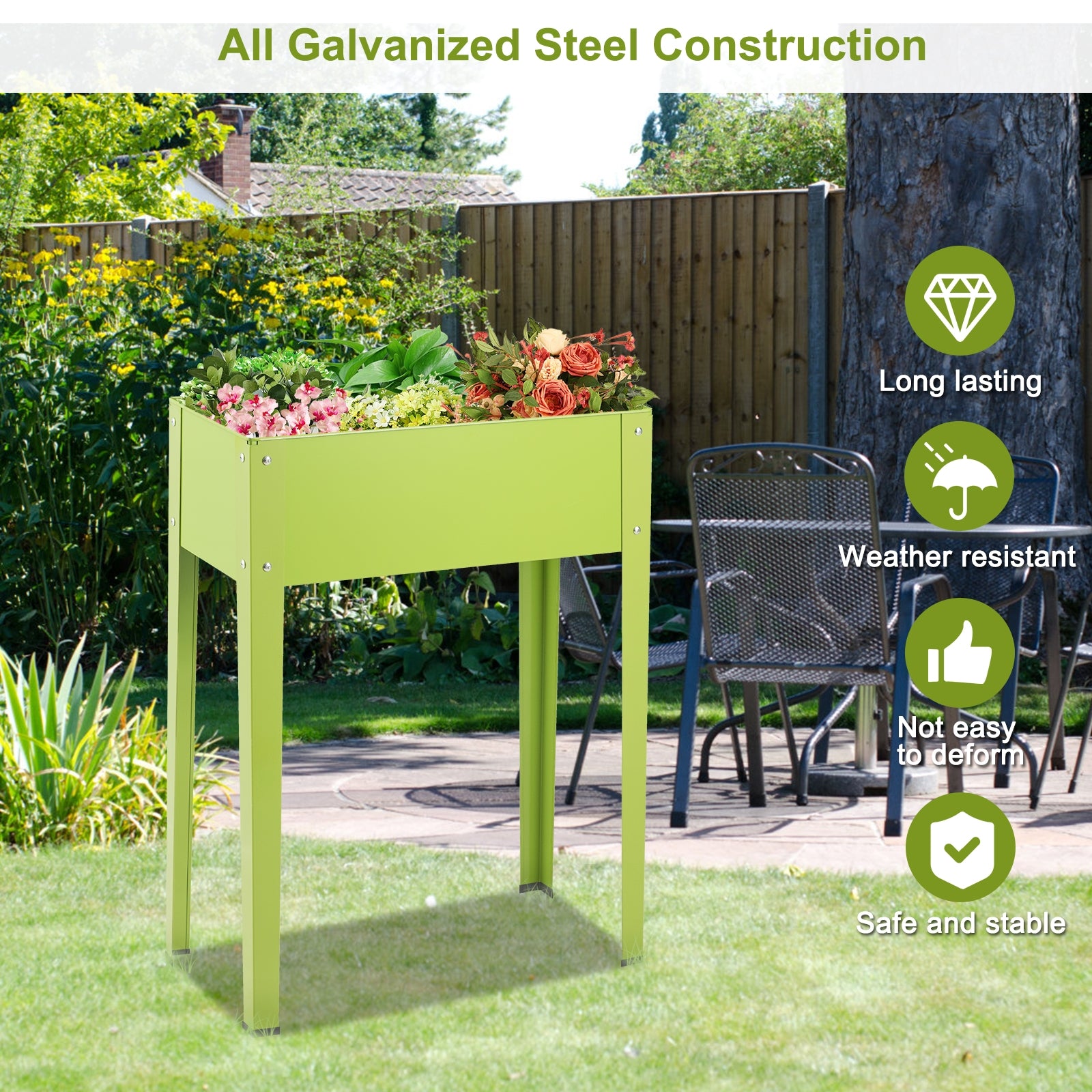 24.5 x 12.5 Inch Outdoor Elevated Garden Plant Flower BedÂ