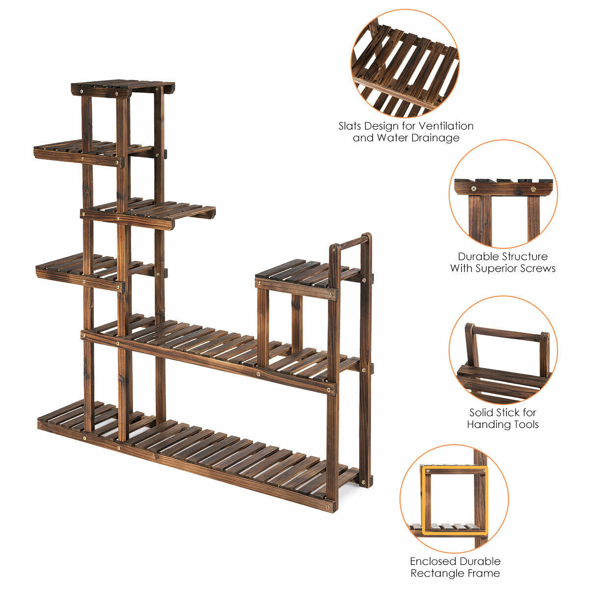 7-Tier Flower Wood Stand Plant Display Rack Storage ShelfÂ