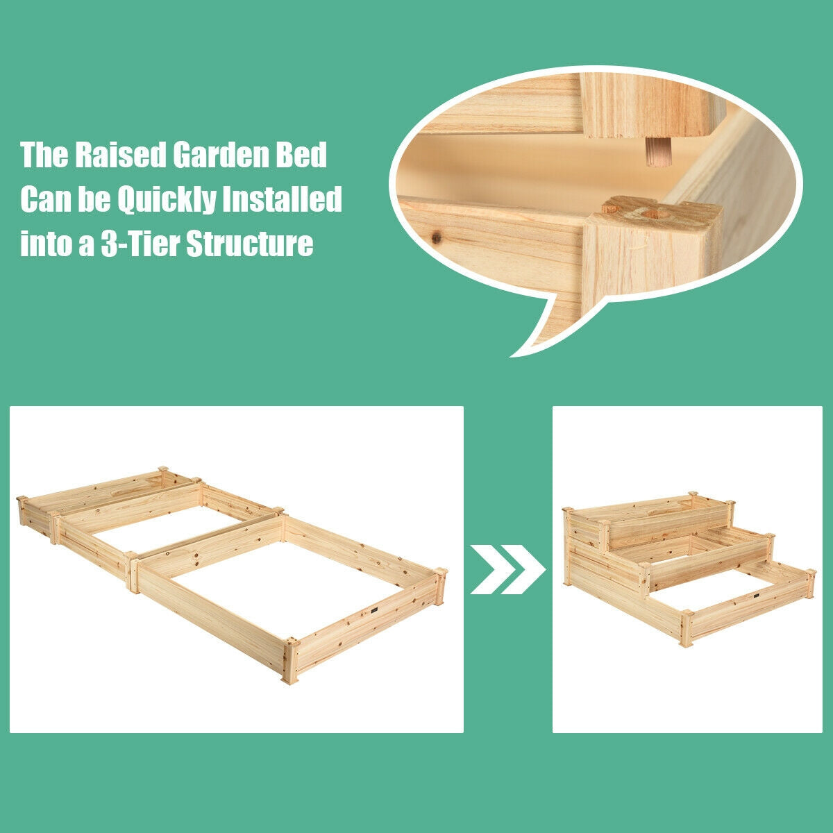 3 Tier Elevated Wooden Vegetable Garden BedÂ